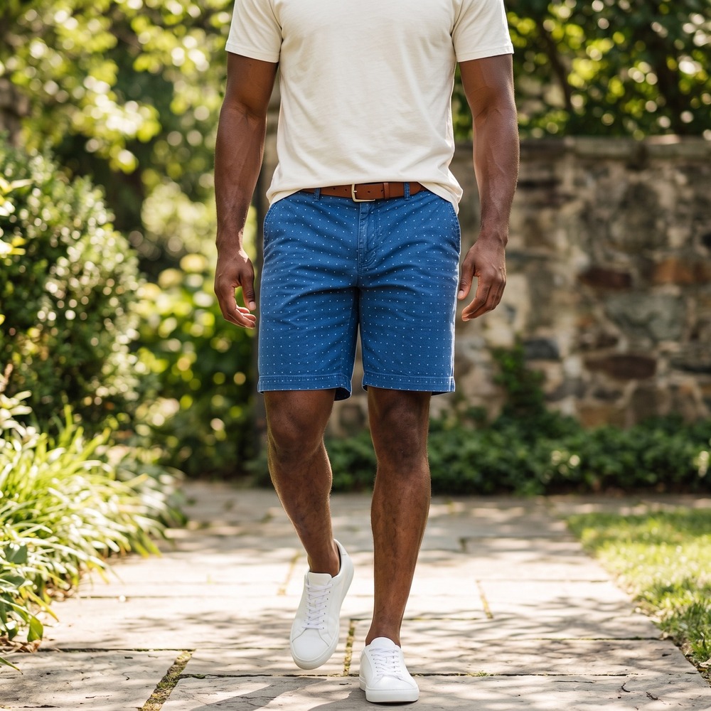 Peter Millar Crown Shop Mens 35 Blue Embroidered Micro Star Chino Shorts